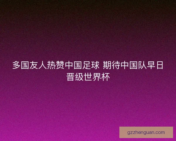 多国友人热赞中国足球 期待中国队早日晋级世界杯